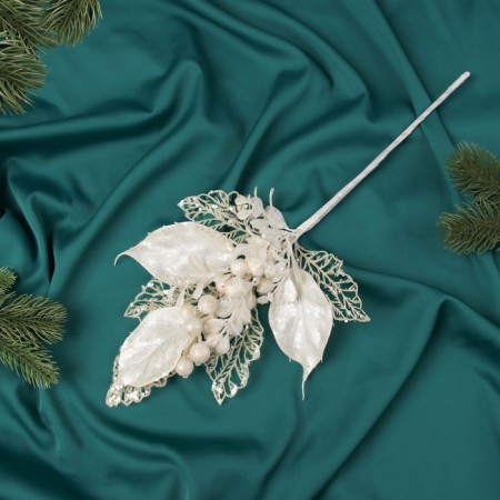 Decor "New Year's Grace" Airy branch, 34x12 cm, white