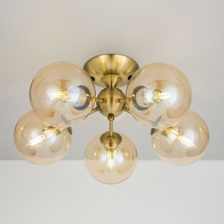 Ceiling chandelier CITILUX “Tommy” CL102153, 52x52x24.5 cm, 5x40W, E14, brown color-3