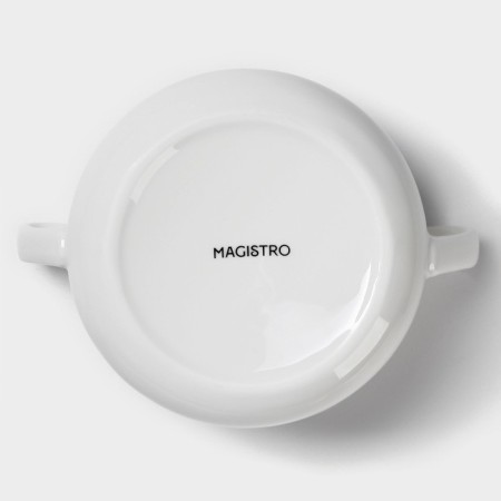 Porcelain broth Magistro "Elegy", 2 items: Boier 450 ml, saucer d = 15.7 cm, white color-6