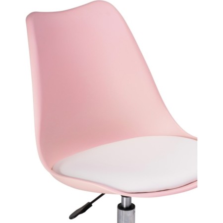 Computer chair Kolin Metal/Eco -leather/plastic, chrome/pink/white 49x56x78 cm-4