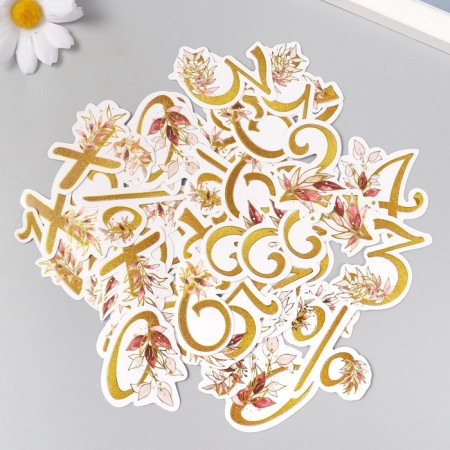 Stickers for creativity "Flower numbers" embossing gold set 48 pcs 9x7x0.8 cm-2