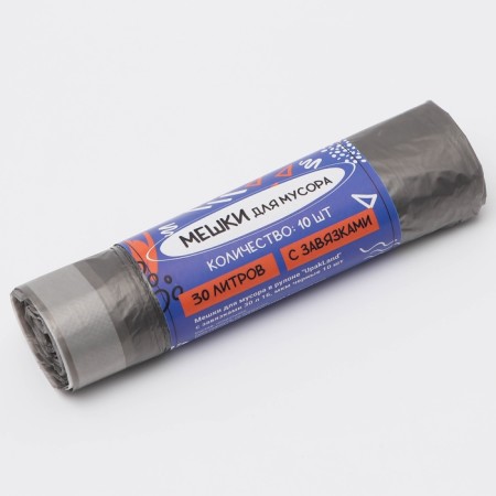 Garbage bags in the roll "Upakland" with ties 30 l 16, μm black 10 pcs-1