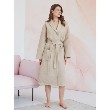 Unisex bathrobe Pamira, size s, beige color-1