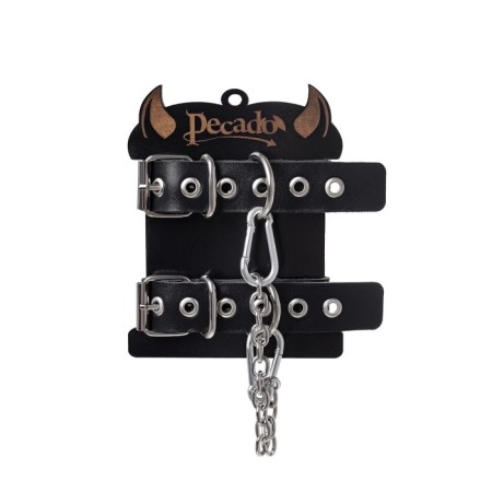 Establishment Pecado BDSM, from one strap with eyelets, genuine leather, black-6