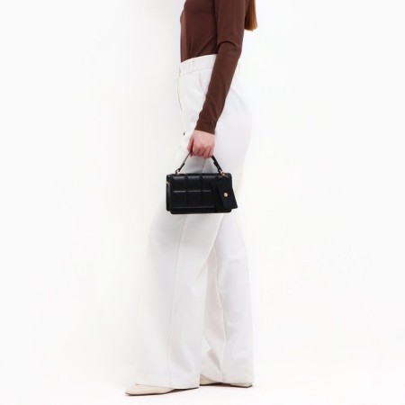Women's bag on a valve, with a wallet, 20x12x7 cm, black color-9