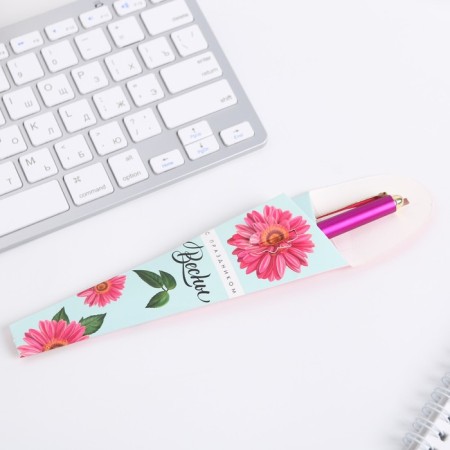 Ballic pen, blue paste, 1.0 mm, metal “Happy spring holiday. March 8 "-5