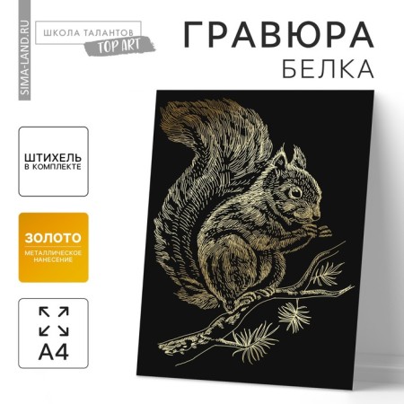 Squirrel engraving with a metallic effect "Gold" A4
