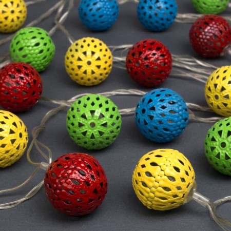 Garland “thread” 4 m with nozzles “ball with a pattern”, ip20, transparent thread, 20 LED, glow of multi, 8 modes, 220 V-1