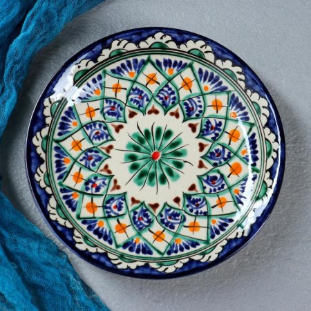 Tea set of 9 objects Rishtan ceramics (kettle 0.8l, bowls- 0.2)-13