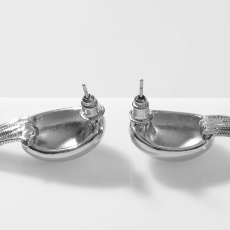 Earrings hanging "stereo" oval, silver color-1