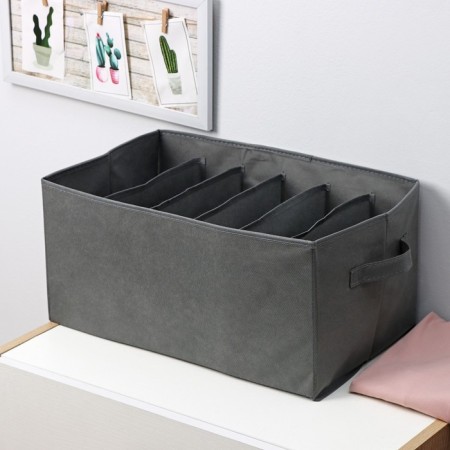 Organizer for storing linen "Smart", 6 cells, 44 × 29 × 22 cm, color gray color-1