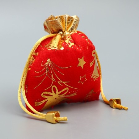 Bag gift plush "New Year's salutes", bells, embossing, 10 x 12 cm +/- 1.5 cm, New Year-2