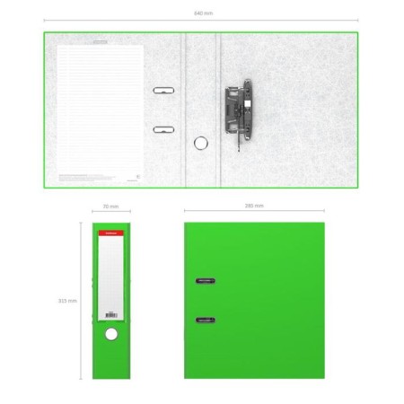 A4, 70 mm registrar, Erichkrause Neon, with arched mechanism, green-3