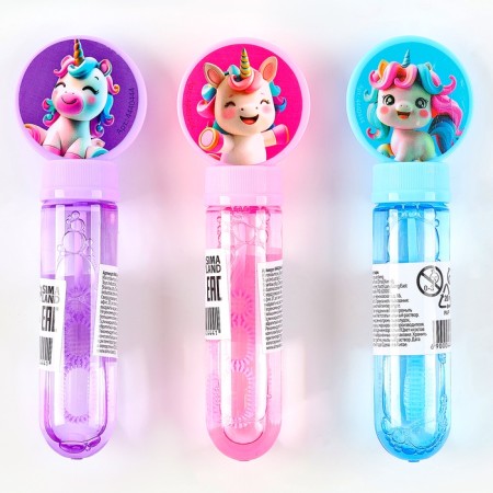 Soap bubbles "Unicorn", 2.5 x 4.5 x13.5 cm, 35 ml, mix-3
