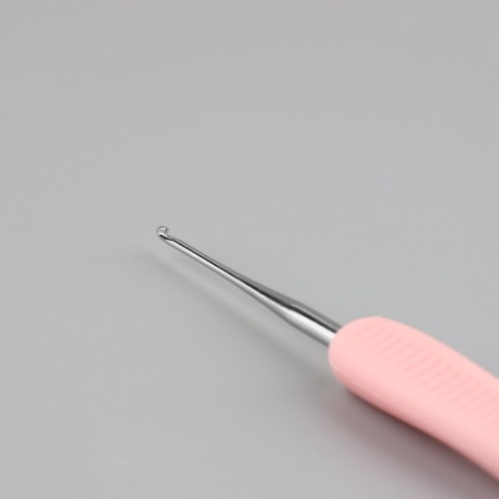 Knitting hook, bilateral, with silicone handle, d = 0.5/1 mm, 13.5 cm, pink color-4