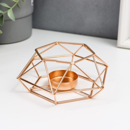 Summary metal per 1 candle "hexagon" gold 5.5x13x11.5 cm-1