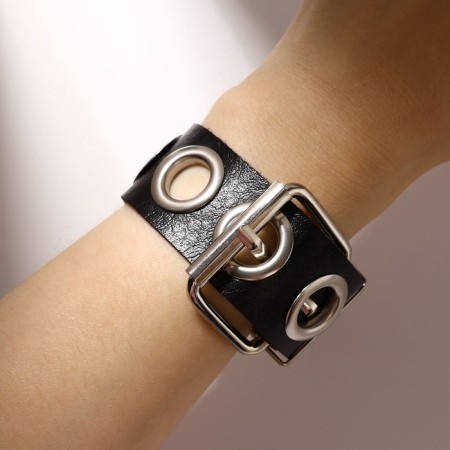 Bracelet Unisex "Hardcore" strap, black color in silver-5
