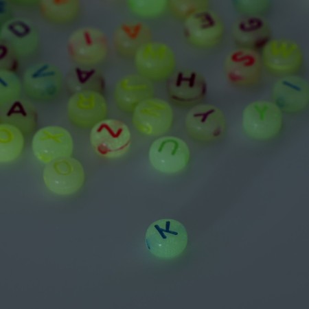 Acrylic bead phosphorus “letters” Neon (mix), 7 × 4 mm, set 10 g, color mix-1
