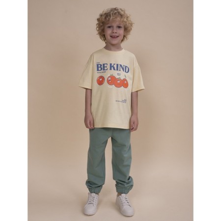 T -shirt for boys, height 128 cm, cream color-5
