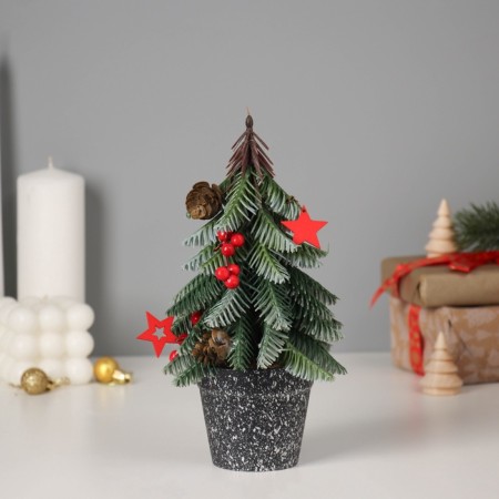 Christmas tree decor "with berries, in a pot" 22x7.5 cm
