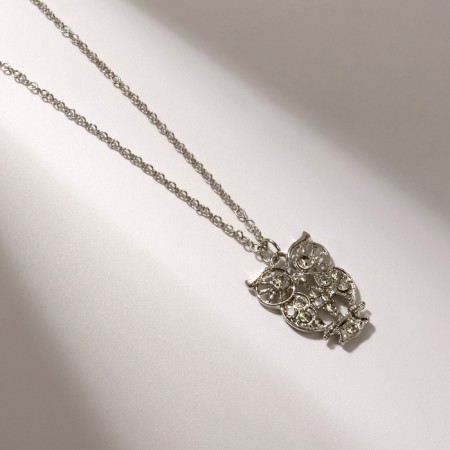 Owl of Owl Open -Wrike, white color in silver, 45 cm-1