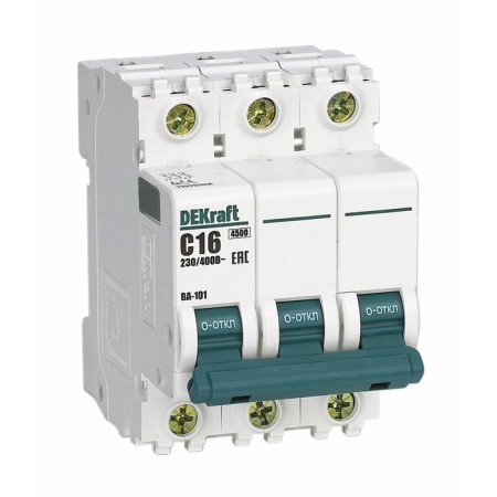 Automatic circuit breaker SE DEKRAFT VA-101, 3 poles, C, 16 A, 4.5 KA, 11078Dek