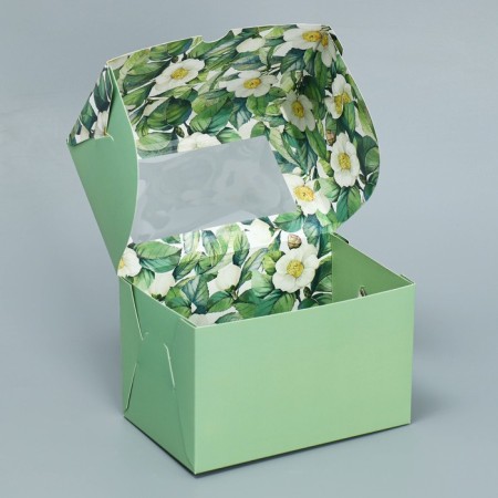 Capcake box, two -sided confectionery packaging, 2 cells, “happy moments”, 16 x 10 x 10 cm-3