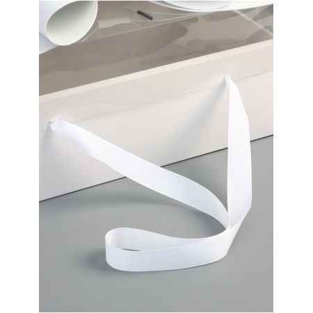 Gift box with a bow, handles and a transparent lid 35 x 21 x 15 cm white-2