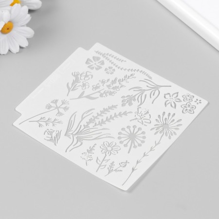 Stencil plastic "Tenderness of flowers" 13x13 cm-4