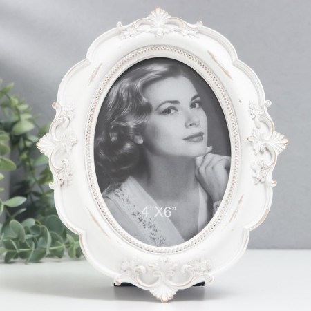 Polystone photo frame 10x14.5 cm "openwork accents" white 16.5x21.5 cm