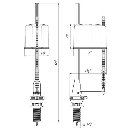 Valve for the tank "Ani Plast" WC5550, lower, plastic-4