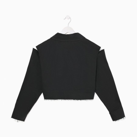 Women's shirt shortened with cuts Mist: Denim R.44, Black-11