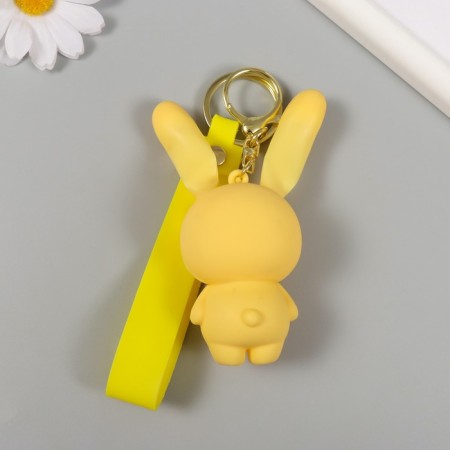 Trick rubber with carbine, strap "Bunny in the yellow overalls" 3.5x4.5x10.5 cm-3