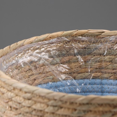 Kashpo wicker "Namibia", 25.5x25.5x23 cm, natural, blue-3
