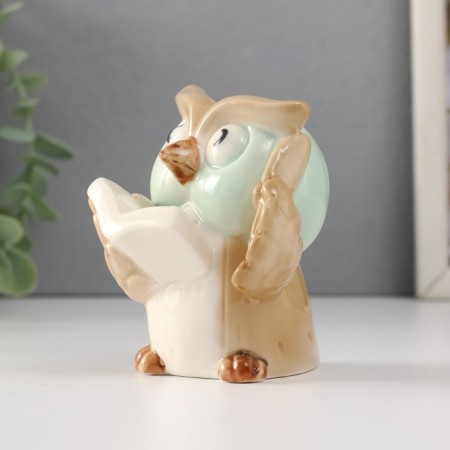 Souvenir ceramics "Little Eagle owl with the book" 7x7x9 cm-1