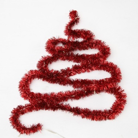 Garland "tinsel" 2 m Rosa, IP20, red thread, 44 led, 8 layers, d = 3 cm, white glow, aah2-1