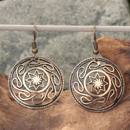 Solstice amulet earrings, brass