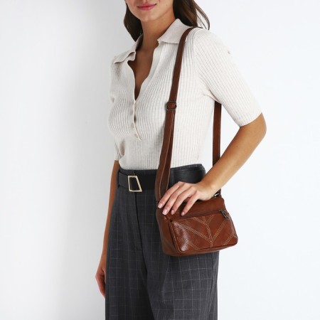 Cross-Bodi Bag on a zipper, brown color-5