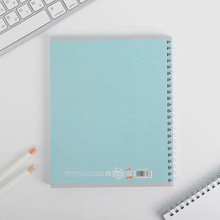 A notebook in a cage, 96 sheets A5 on a spiral, “September 1: Love Mint”, cover coated cardboard 215 gr., 80 gr., White is 96%-3