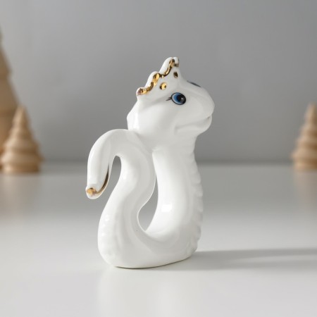 Souvenir Ceramics "White Snake in the Crown" with gold 2.2x7x8.5 cm-2