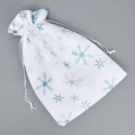 Bag gift canvas “Happy holiday”, snowflakes, 16 x 24 cm +/- 1.5 cm, New Year-4