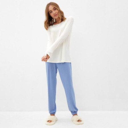 Kit (jumper, trousers) female minku, color ecru/blue river 48-2