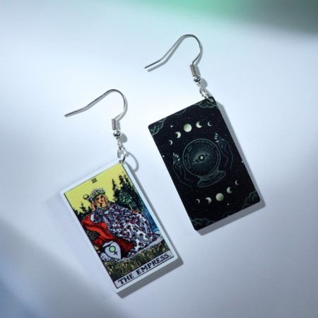 Acrylic Earrings "Tarot" Empress, colored in silver-3