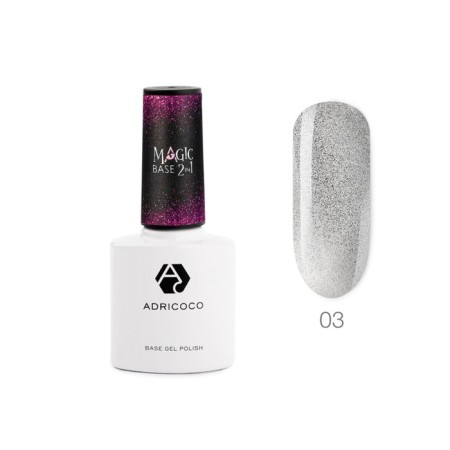 ADRICOCO Magic Base 2 in 1 reflective base, No. 03 wonderful silver, 8 ml