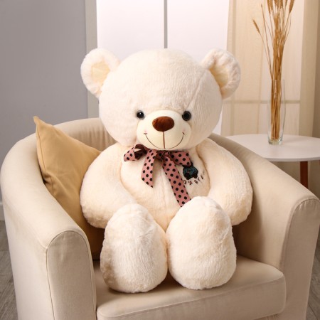 Soft toy "Bear", with a bow in polka dots, 100 cm, white color