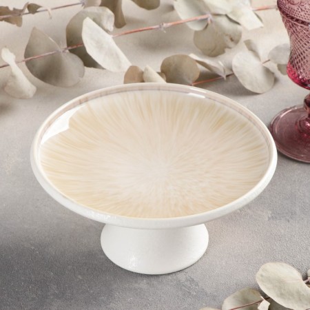 Ceramic dish for the gravity cake, 16.5 × 8.5 cm, beige color