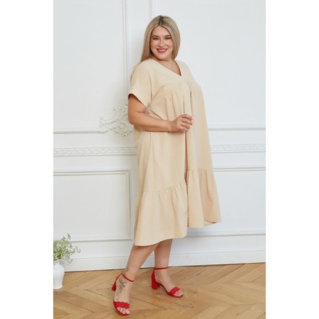 Women's dress, size 54, beige color-3