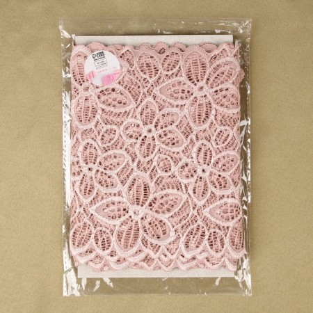 Lace elastic fabric, 180 mm × 2.7 ± 0.5 m, pink-beige color-4