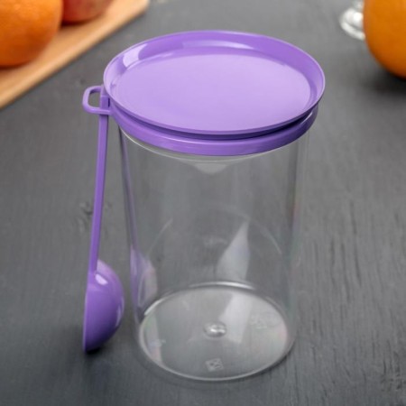 Bank for bulk products, 700 ml, with a spoon, color mix-4