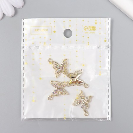Decor for creativity metal, rhinestones "Light butterfly" gold 2.2x2 cm-4